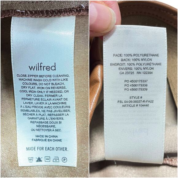 ARITZIA WILFRED Elaine Flared High-Rise Vegan Leather Pants in Cognac Brown Sz 6 - Picture 9 of 9